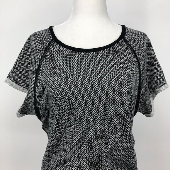 Scotch & Soda Black + White Geometric print Jersey T-shirt mini dress waist tie - Picture 8 of 16